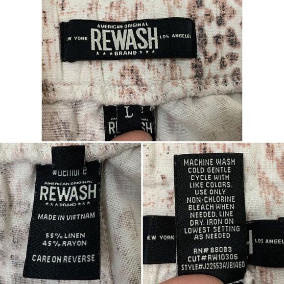 Rewash Linen Blend Animal Print Wide Leg Pull On Pants - Picture 11 of 13